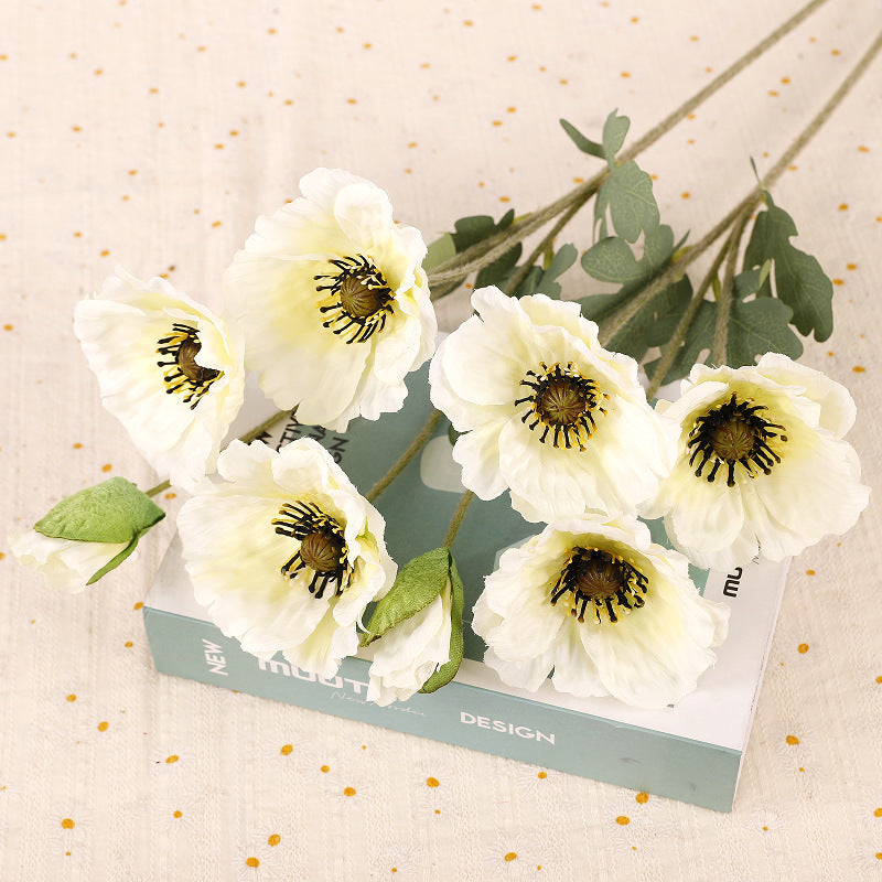 12 Inch Artificial Silk Poppy Flowers Bouquet 12 Pcs Bulk Wholesale
