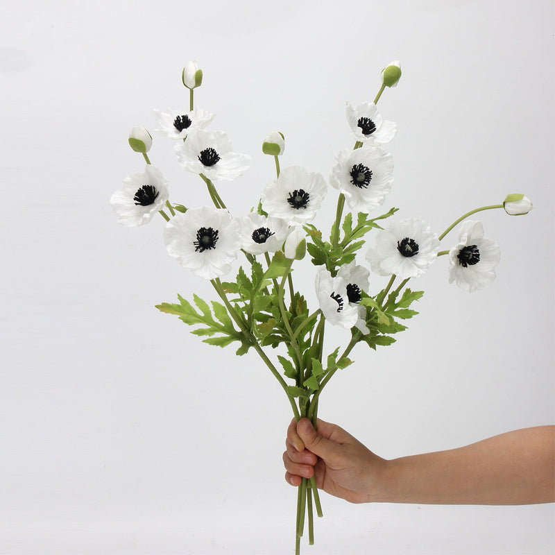 Real Touch Artificial Poppy Spray Stem, Red, 12 Inch, Silk Flower