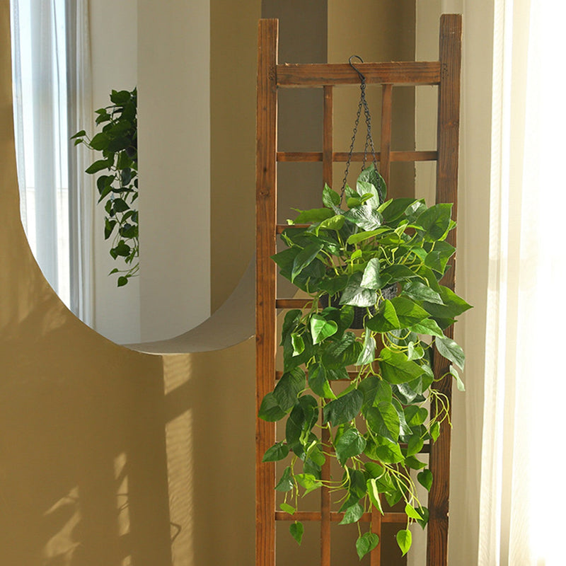 31 Inch UV Treated Artificial Hanging Philodendron Plant Basket for Indoor Outdoor Decor