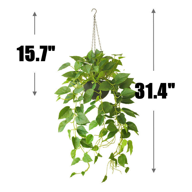 31 Inch UV Treated Artificial Hanging Philodendron Plant Basket for Indoor Outdoor Decor
