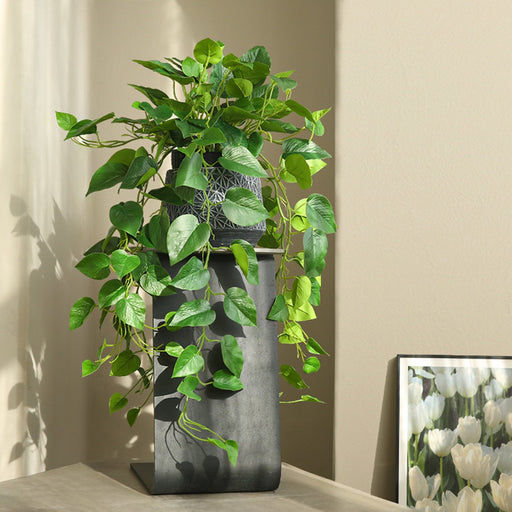 31 Inch UV Treated Artificial Hanging Philodendron Plant Basket for Indoor Outdoor Decor