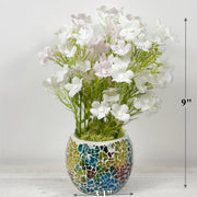 Artificial Rose Flowers Arrangement Bulk 12 Inch Pre-Potted in Vase, 6 Pcs Silk Flowers