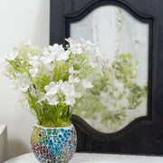 Artificial Rose Flowers Arrangement Bulk 12 Inch Pre-Potted in Vase, 6 Pcs Silk Flowers