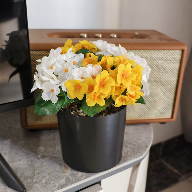 7.8 Inch Artificial Primula Plants with Plastic Pot, Bulk Quantity for Garden Outdoors