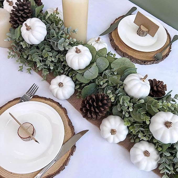 12 Inch Artificial Pumpkins 12 Pcs Halloween Decor Vegetables Centerpiece Mantel Crafts