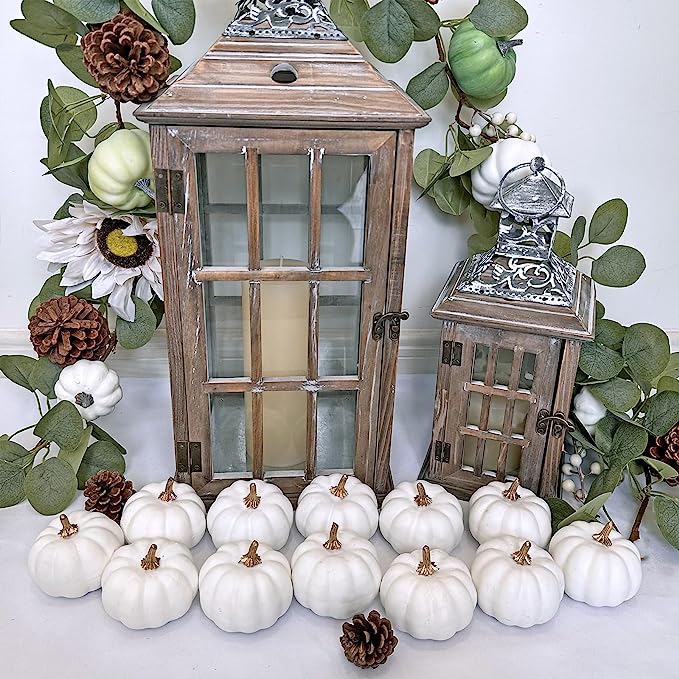 12 Inch Artificial Pumpkins 12 Pcs Halloween Decor Vegetables Centerpiece Mantel Crafts