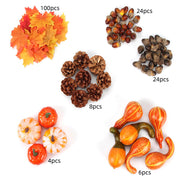 166 Pcs Artificial Fall Pumpkins Decor Set for Thanksgiving Table Centerpieces Vase Fillers