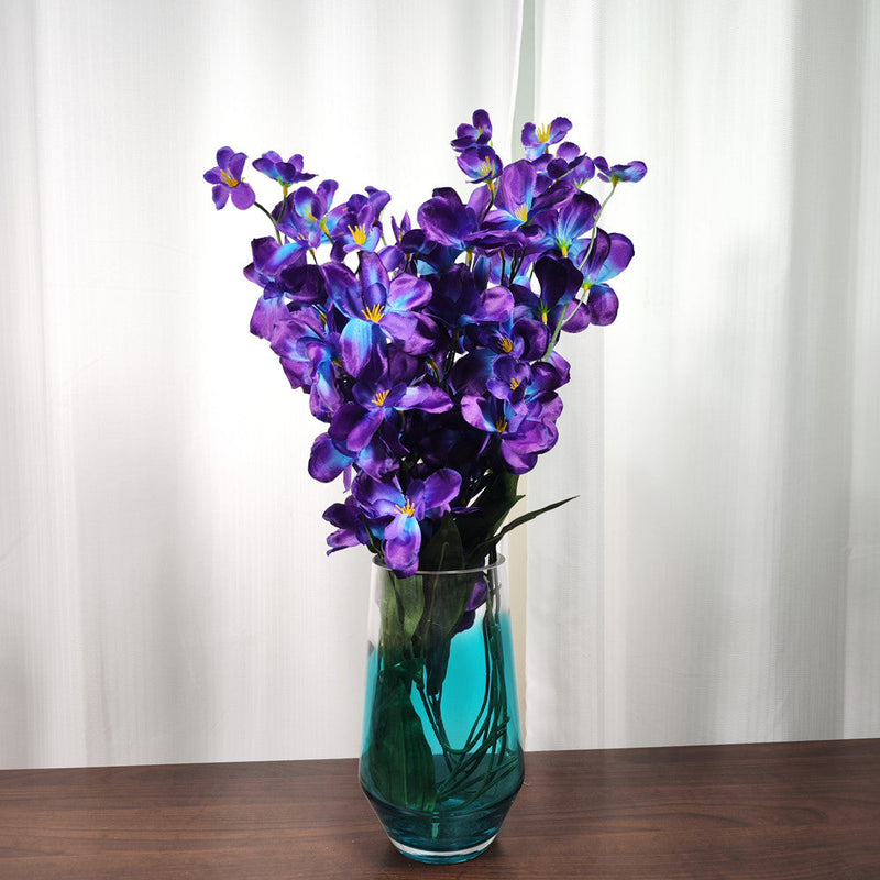 27 Inch Artificial Orchid Flowers Purple Blue Violet Bulk 10 Pcs Silk Stems