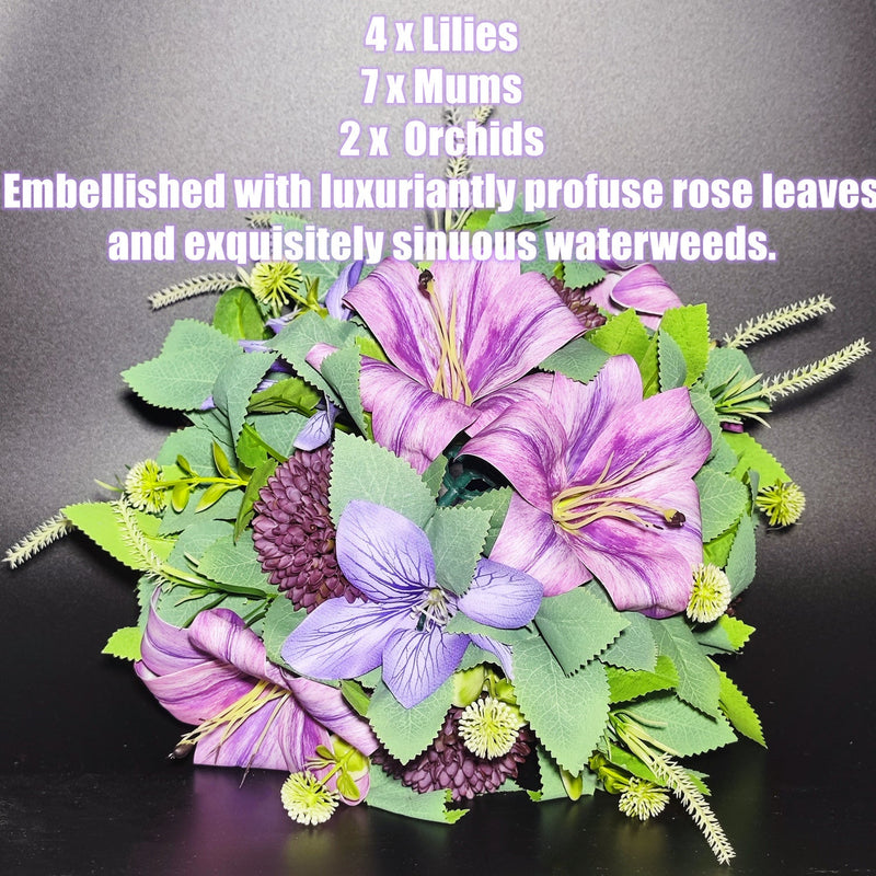 Mixed Purple Lily and Mum Artificial Flower Balls, 6 Pcs Bulk Wedding Centerpiece Decorations