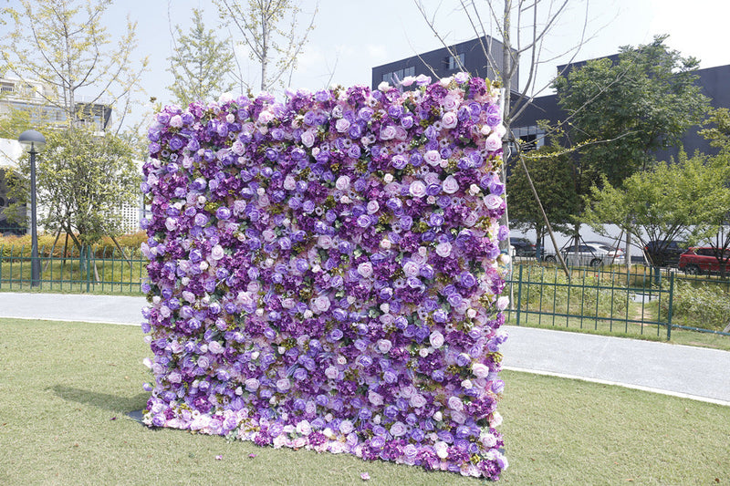 5D Purple Artificial Rose Flowers Bulk for Wall Arrangement, Event Decoration Panels