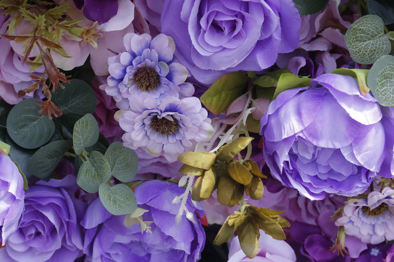 5D Purple Artificial Rose Flowers Bulk for Wall Arrangement, Event Decoration Panels