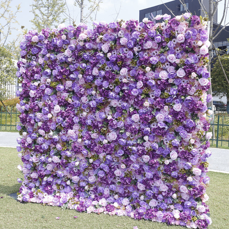 5D Purple Artificial Rose Flowers Bulk for Wall Arrangement, Event Decoration Panels