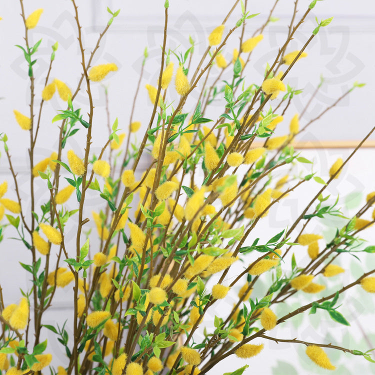 3 Pcs 33 Inch Artificial Pussy Willow Branches Stems Bulk Wholesale