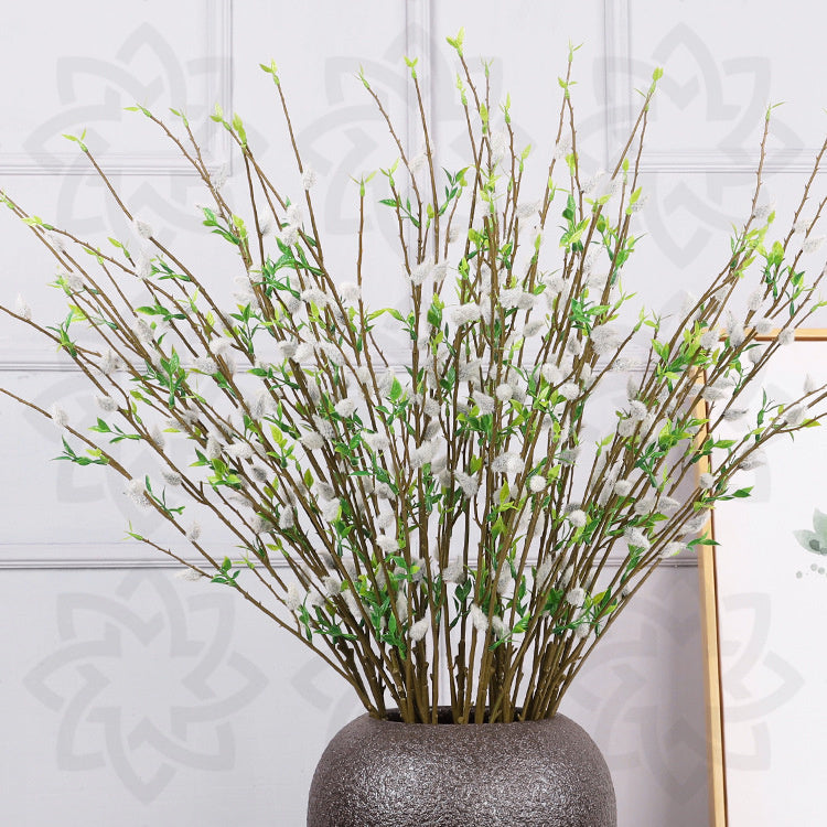 3 Pcs 33 Inch Artificial Pussy Willow Branches Stems Bulk Wholesale