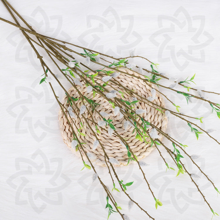 3 Pcs 33 Inch Artificial Pussy Willow Branches Stems Bulk Wholesale