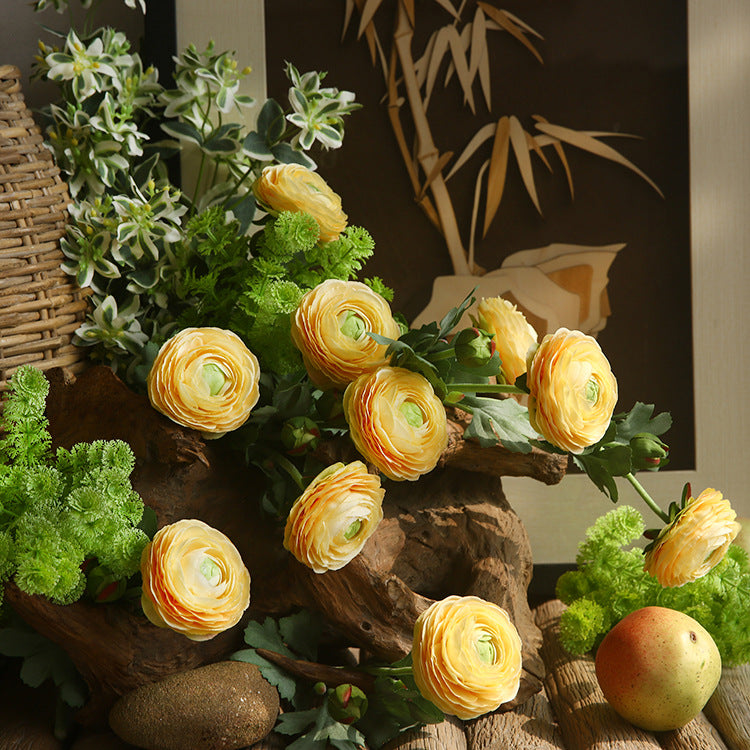 19 Inch Persian Buttercup Ranunculus Flowers, 10 Pcs Artificial Silk with Real Touch Stems