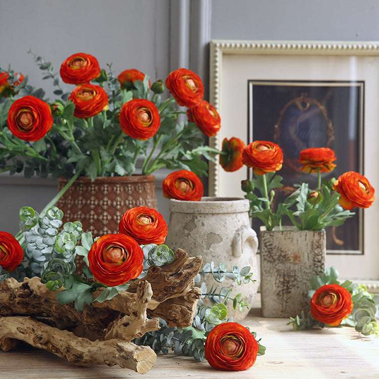 19 Inch Persian Buttercup Ranunculus Flowers, 10 Pcs Artificial Silk with Real Touch Stems