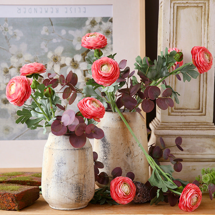 19 Inch Persian Buttercup Ranunculus Flowers, 10 Pcs Artificial Silk with Real Touch Stems