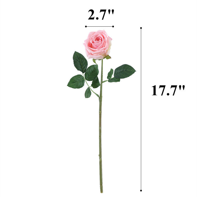17 Inch Artificial Realistic Pink and White Roses Bouquet, Real Touch Silk Flowers, Bulk Wholesale, 17" Stems