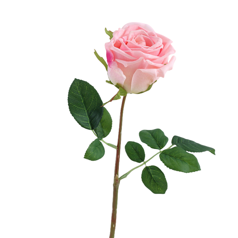 17 Inch Artificial Realistic Pink and White Roses Bouquet, Real Touch Silk Flowers, Bulk Wholesale, 17" Stems