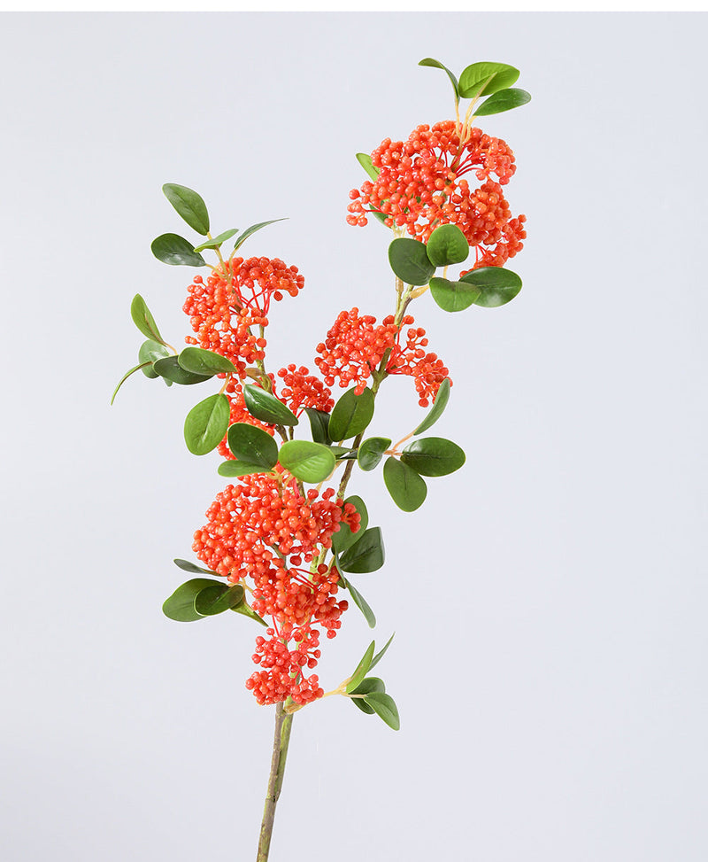Artificial Orange Berry Pyracantha Cotoneaster Stem 35 Inch Christmas Holiday Decoration