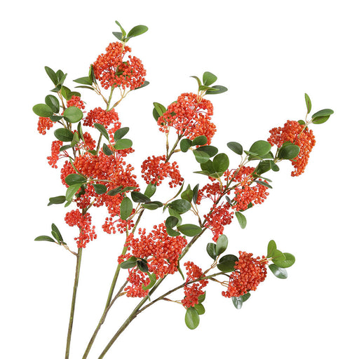 Artificial Orange Berry Pyracantha Cotoneaster Stem 35 Inch Christmas Holiday Decoration