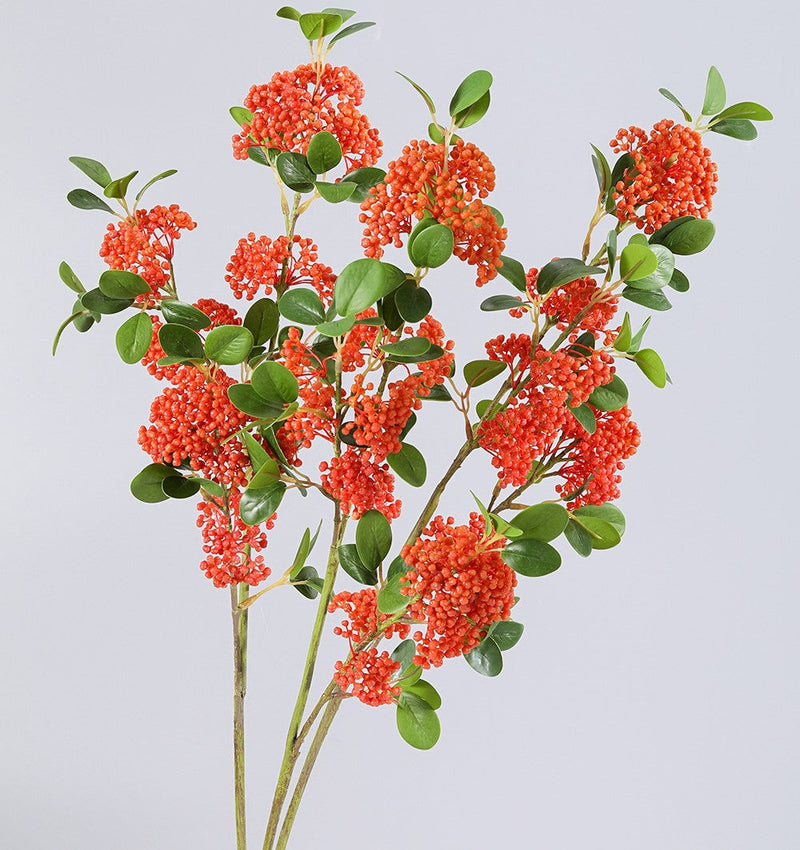 Artificial Orange Berry Pyracantha Cotoneaster Stem 35 Inch Christmas Holiday Decoration