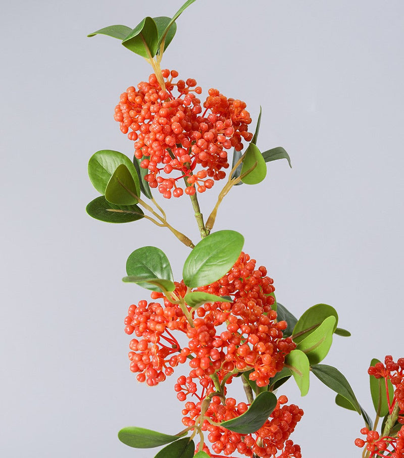 Artificial Orange Berry Pyracantha Cotoneaster Stem 35 Inch Christmas Holiday Decoration