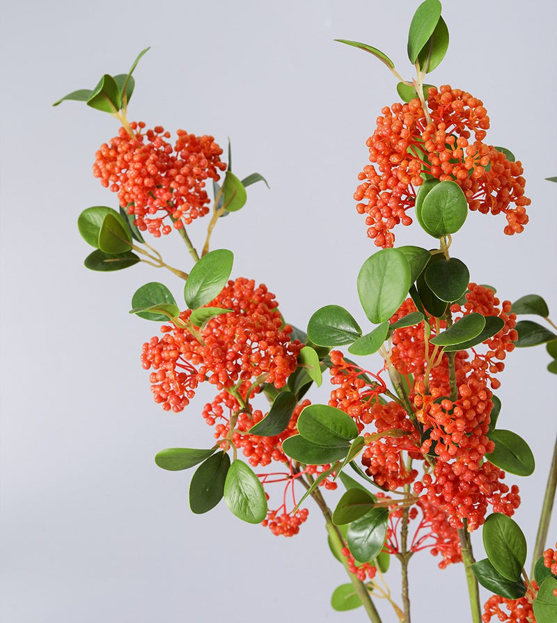 Artificial Orange Berry Pyracantha Cotoneaster Stem 35 Inch Christmas Holiday Decoration