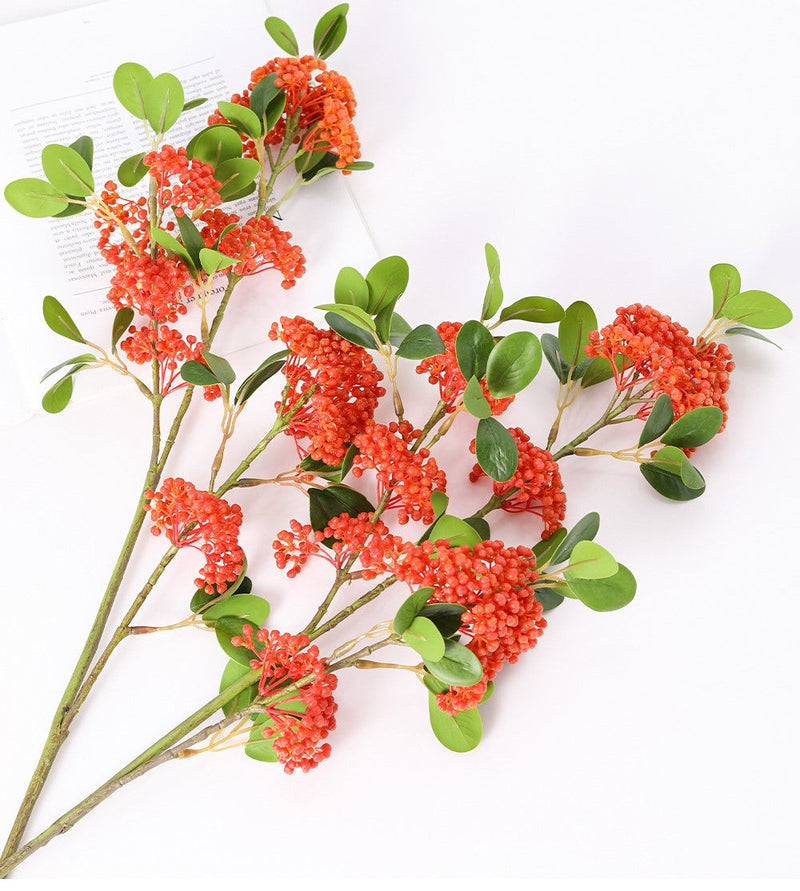 Artificial Orange Berry Pyracantha Cotoneaster Stem 35 Inch Christmas Holiday Decoration