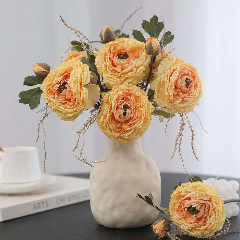 5 Pcs 9.8 Inch Artificial Retro Rose Stems with Burnt Edge for Bouquet Arrangement