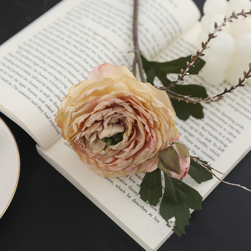 5 Pcs 9.8 Inch Artificial Retro Rose Stems with Burnt Edge for Bouquet Arrangement