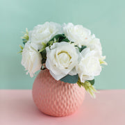 Artificial Rose Flowers 12 Inch 10 Pcs Bulk Tabletop Decor Silk Fake Flowers in Planter