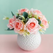Artificial Rose Flowers 12 Inch 10 Pcs Bulk Tabletop Decor Silk Fake Flowers in Planter