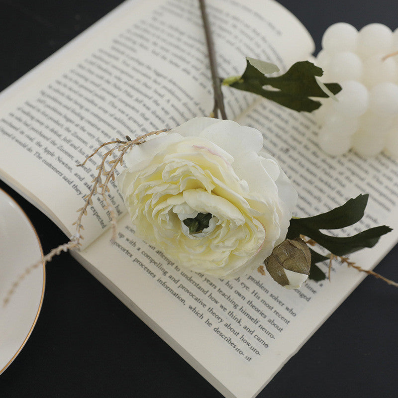 5 Pcs 9.8 Inch Artificial Retro Rose Stems with Burnt Edge for Bouquet Arrangement