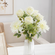 20 Inch Artificial Silk Rose and Dahlia Bouquet, Large Mixed Flower Bush, 1 Pc