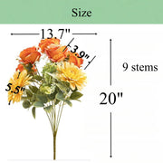 20 Inch Artificial Silk Rose and Dahlia Bouquet, Large Mixed Flower Bush, 1 Pc