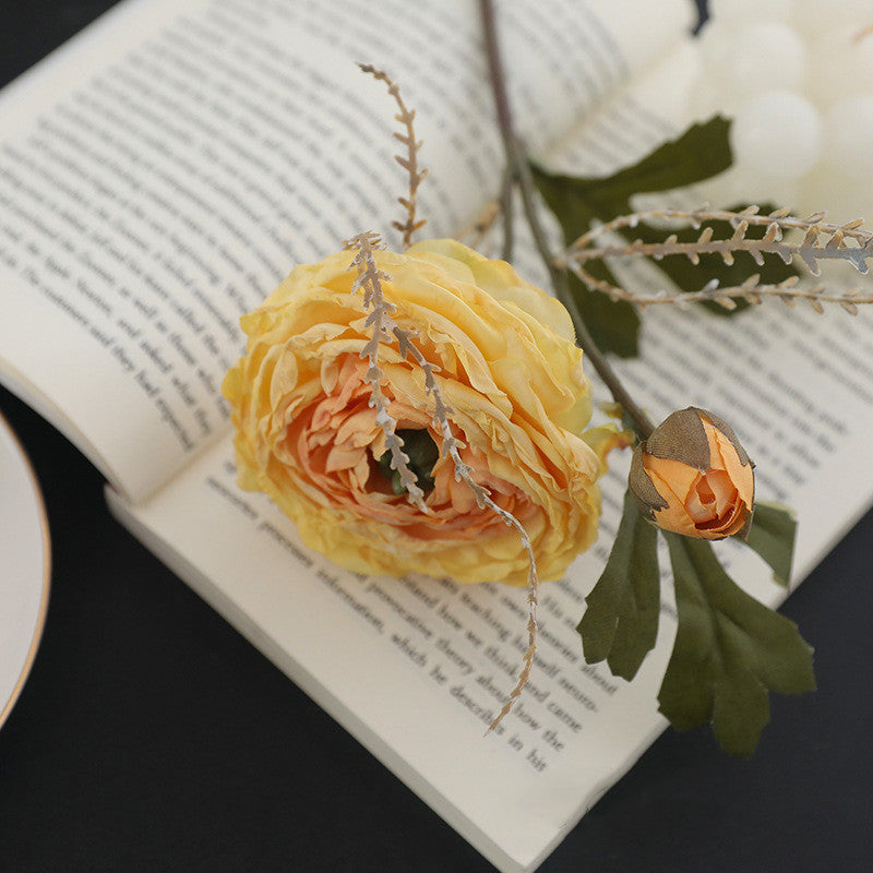 5 Pcs 9.8 Inch Artificial Retro Rose Stems with Burnt Edge for Bouquet Arrangement