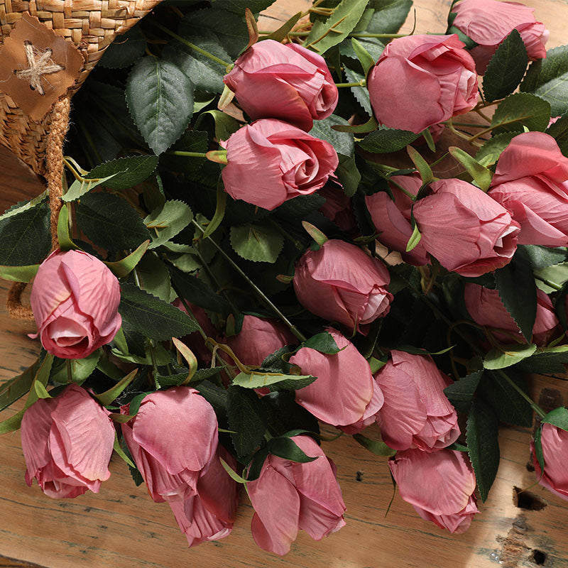 18 Inch Artificial Silk Rose Buds Bulk Quantity