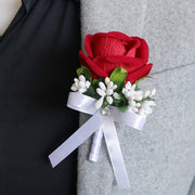 Artificial Rose Corsage Wristlet Bands and Men Boutonnieres Set, Bulk Wedding Flowers, Silk, Multiple Colors