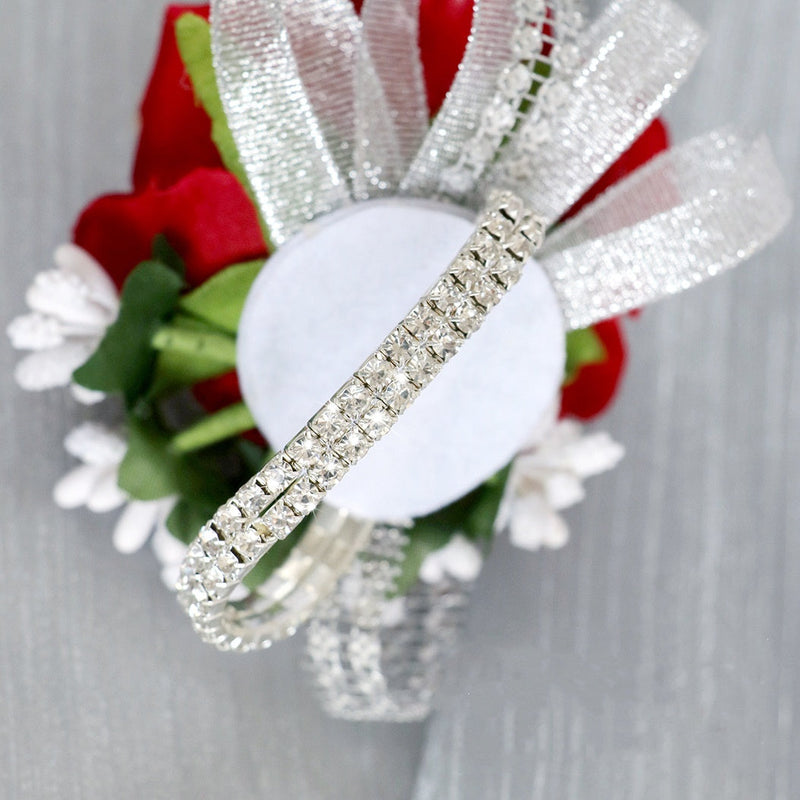 Artificial Rose Corsage Wristlet Bands and Men Boutonnieres Set, Bulk Wedding Flowers, Silk, Multiple Colors