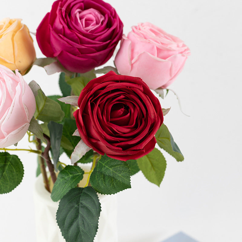 19 Inch Artificial Rose Stems 10 Pcs Bulk Silk Flowers American Beauty Red