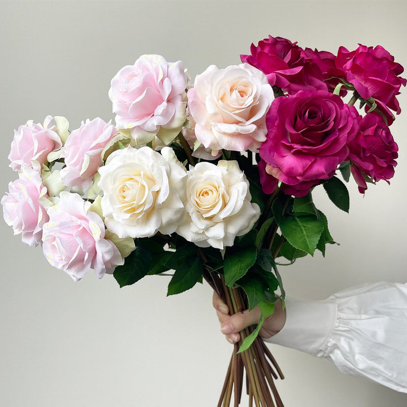 18.8 Inch Artificial Silk Rose Flowers Stem, Real Touch, Bulk Wholesale Arrangement
