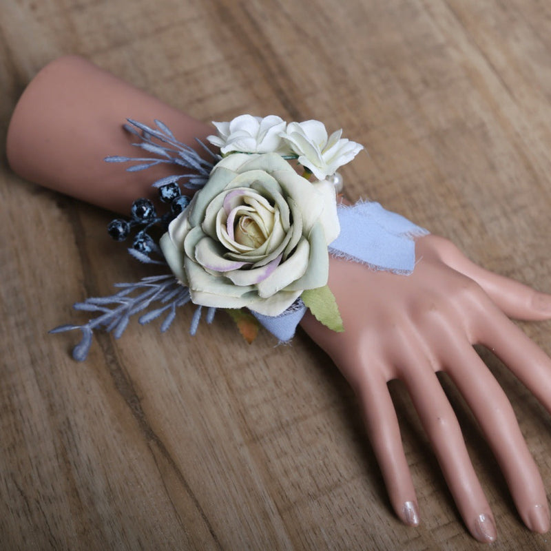 Artificial Rose Wrist Corsage 10 Pcs Silk Flowers for Wedding Bride Party Bulk