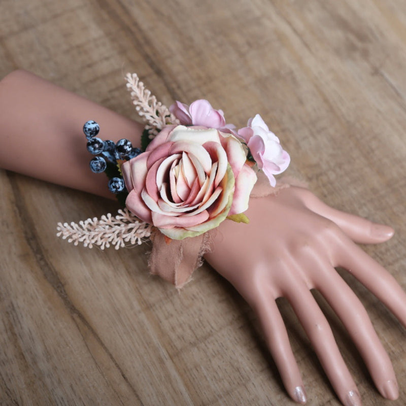 Artificial Rose Wrist Corsage 10 Pcs Silk Flowers for Wedding Bride Party Bulk
