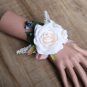 Artificial Rose Wrist Corsage 10 Pcs Silk Flowers for Wedding Bride Party Bulk