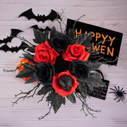 10 Pcs Artificial Rose Flower Candle Rings for Halloween Centerpiece Wreaths Floral Decor
