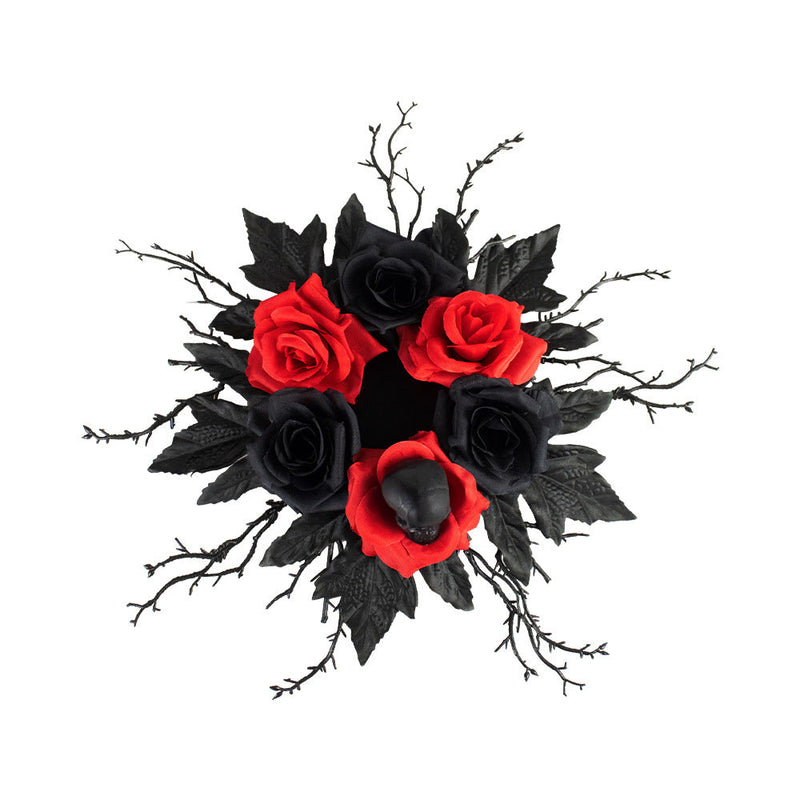10 Pcs Artificial Rose Flower Candle Rings for Halloween Centerpiece Wreaths Floral Decor