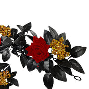 5.7ft Black Artificial Halloween Garland with Roses and Berries – Bulk Quantity