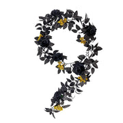 5.7ft Black Artificial Halloween Garland with Roses and Berries – Bulk Quantity
